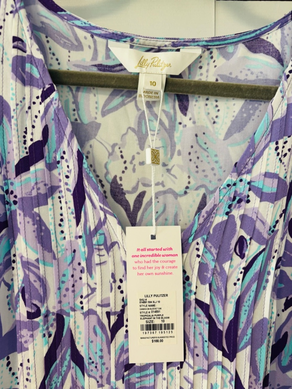 Lilly Pulitzer NWT Danika Tunic Dress Purple Elephant In The Bloom Size 10 - Picture 5 of 9